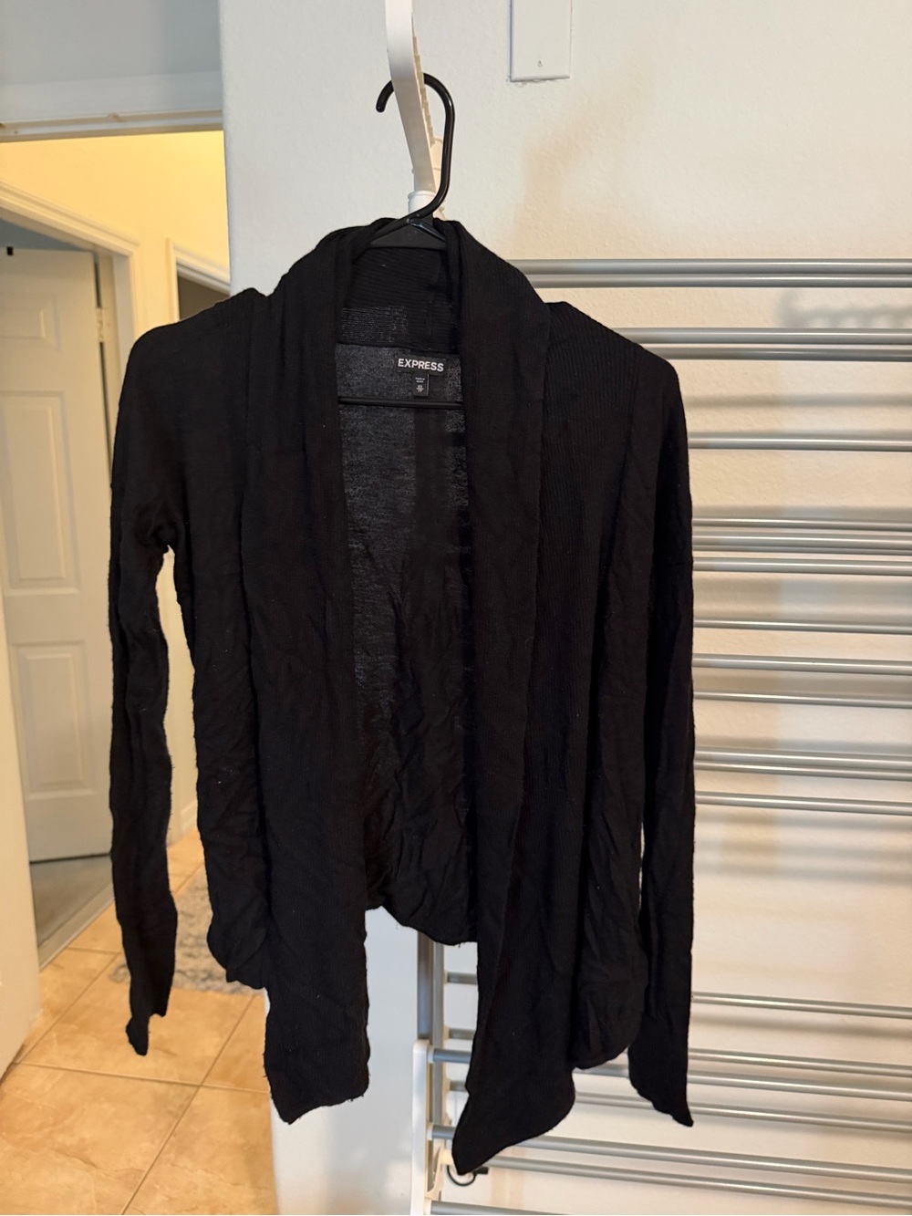 Express Black Open-Front Draped Cardigan